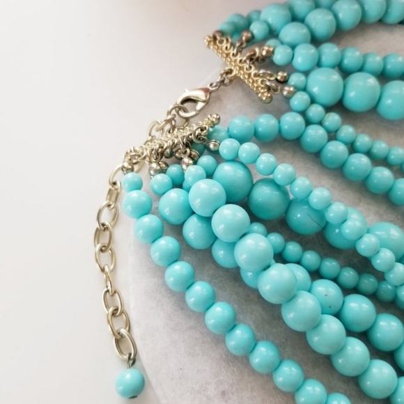 Multi-Layered Turquoise Beaded Statement Necklace - Picture 4 of 4